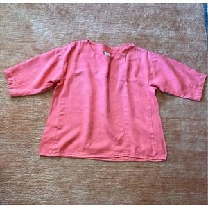 Vintage MATCH POINT Linen Shirt Tunic  Pink S